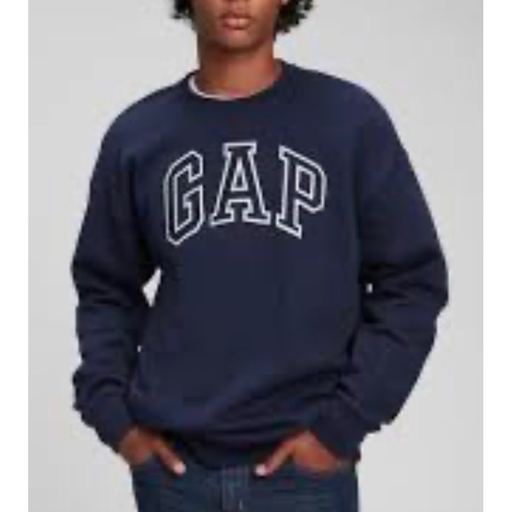 Gap Unisex Navy Blue Arch‎ Logo Fleece Crewneck Sweatshirt - XL